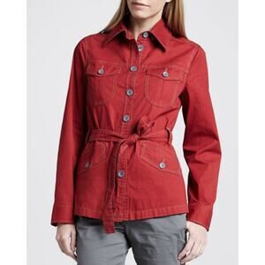 Christopher Blue Taylor Red Tie Front Button Down Lightweight Jacket Size XL